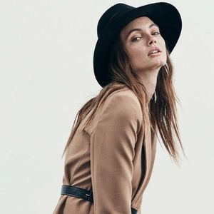 Janessa Leone Black Wool Fedora M